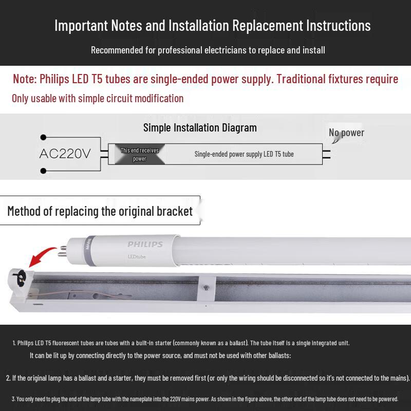 Philips LED T5 Constant Brightness Tube Light (Single-End Power)