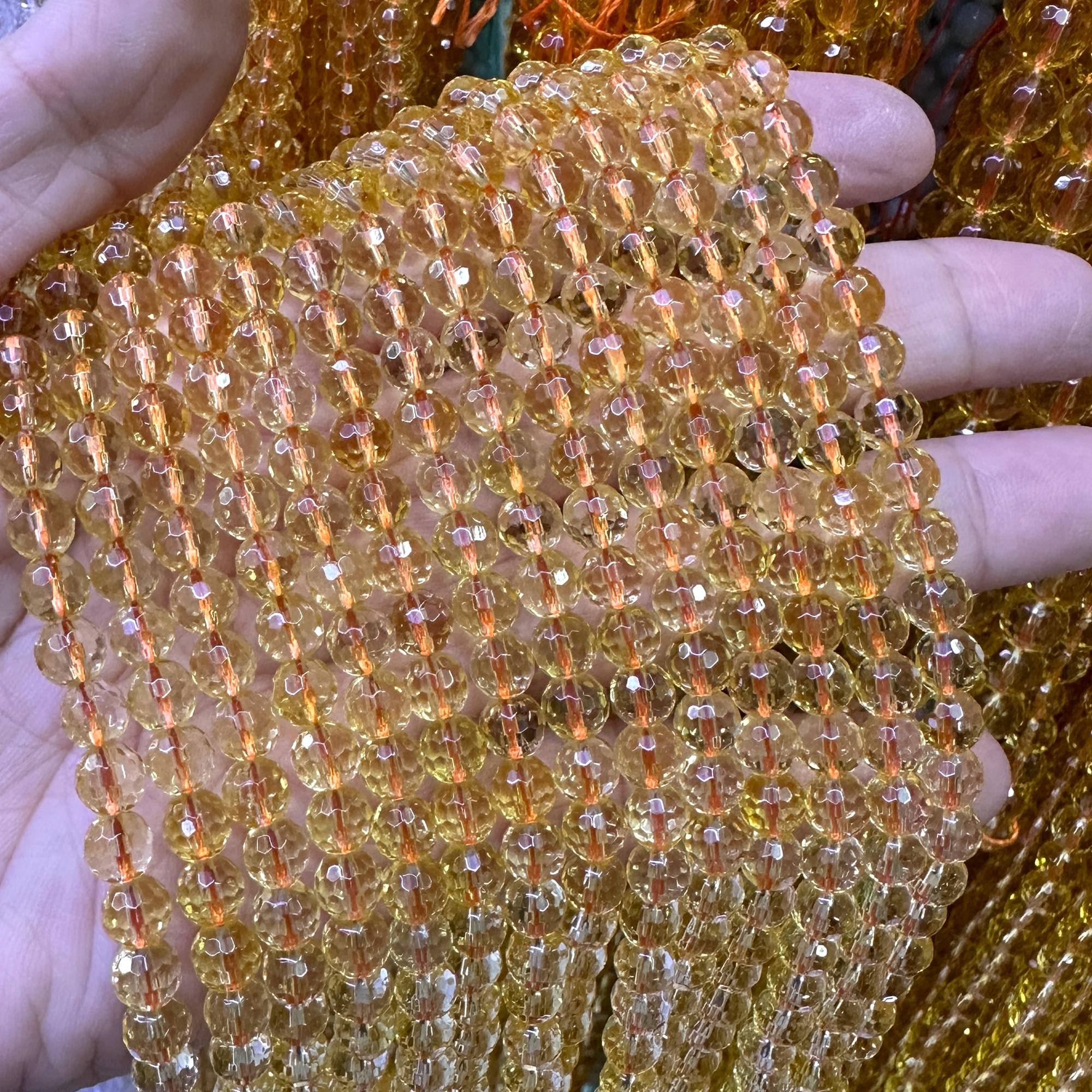 

Гидротермальные цитриновые граненые бусины 6 мм 8 мм 10 мм, бусины из кристалла цитрина, бусины из желтого кварца для изготовления ювелирных изделий 6mm