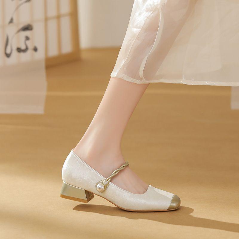 

Ретро национальный стиль одинарная обувь женская весна и лето новая китайская толстый каблук туфли Мэри Джейн знаменитость нежный стиль темперамент французский м 40