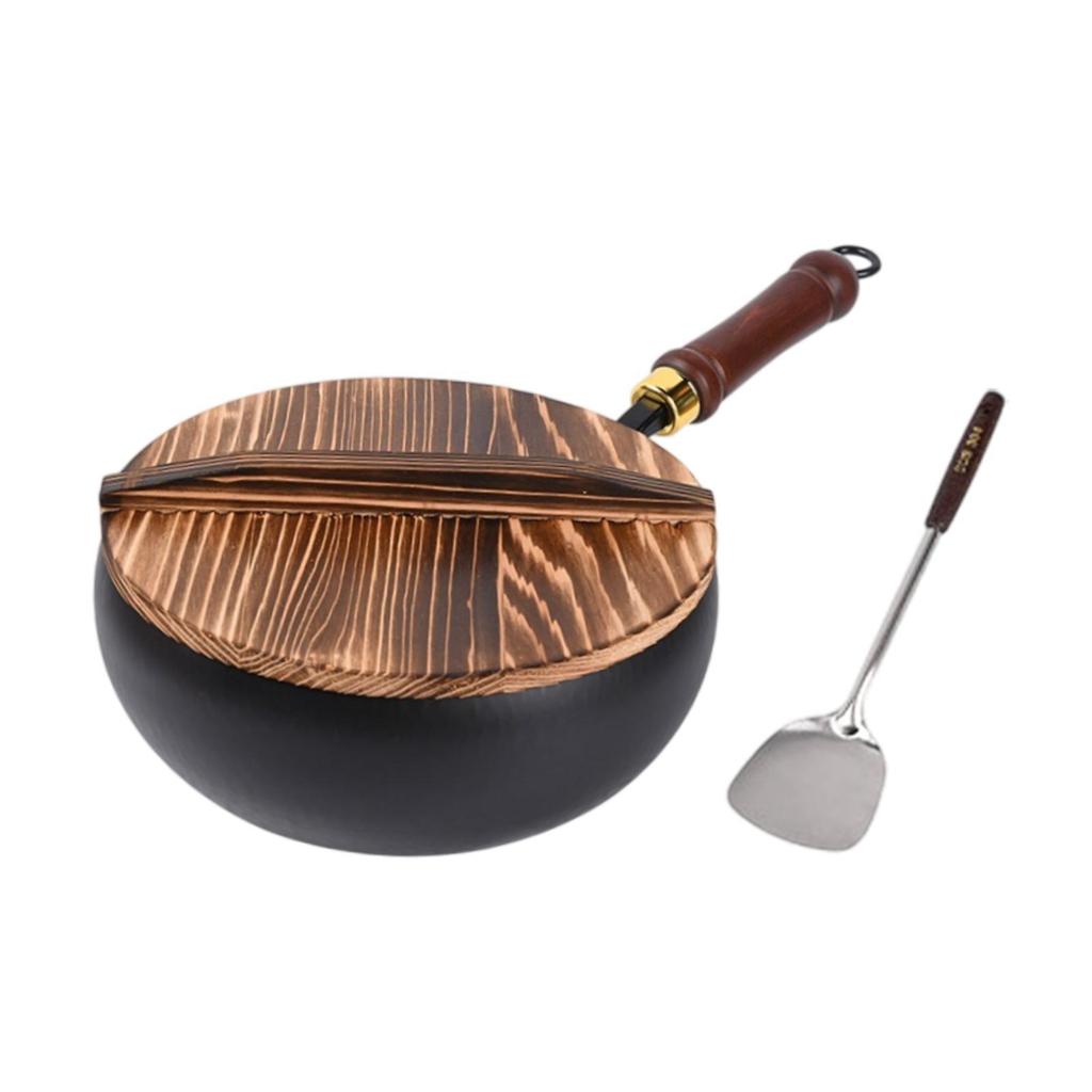 45 Inch Frying Pan, with Hanging Hook, Uncoated, Cookware for Kitchen, Home, Camping, Hotel