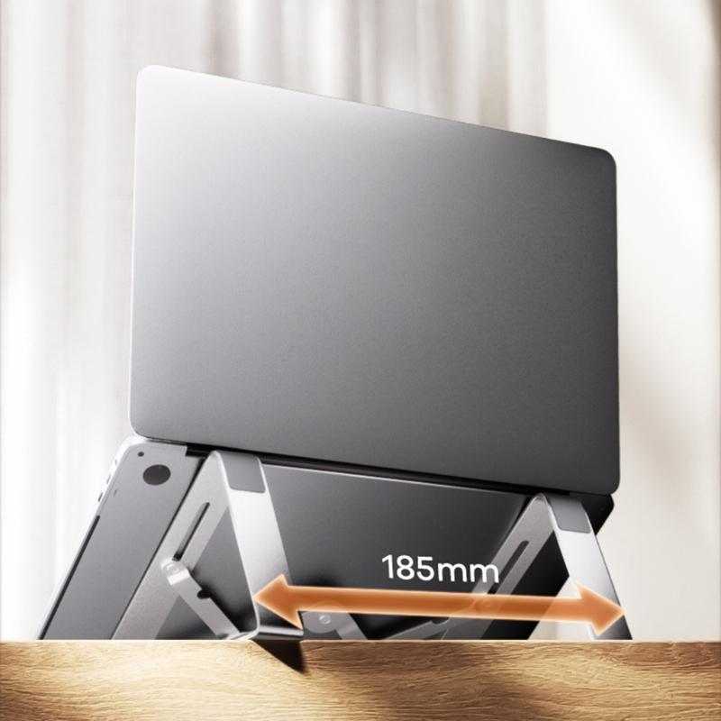 Foldable Computer Risers, Metal Notebook Support with AntiSlip Silicone Pad for Computer Notebook Tablets