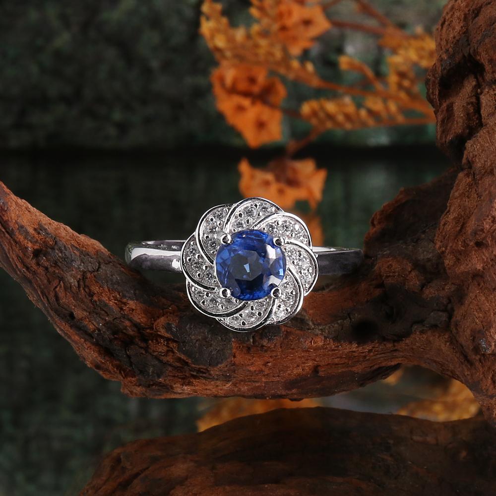 Návrh ve tvaru květu prsten náušnice přívěsek náhrdelník přírodní kyanit 925 Sterlingové stříbro jemná šperková sada pro ženy Dárky k narozeninám