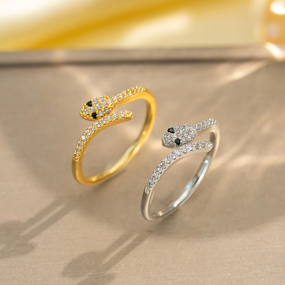 Korean Version of Light Luxury Design Full Diamond Inlaid Zircon Ring Women's Opening Adjustable Ring Internet Celebrity Fashion Accessories