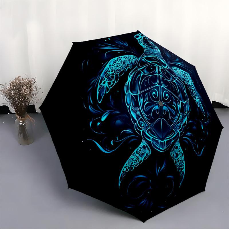 1pc Ocean Spirit Automatic Open 8-Rib Windproof Umbrella, Travel & Commuting, Suitable for All Seasons