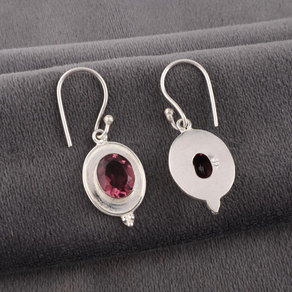 Rhodolite Gemstone Jewelry, Handmade Silver Jewelry, 925 Solid Sterling Silver Earrings, Gorgeous Silver Earrings For Wedding Gift