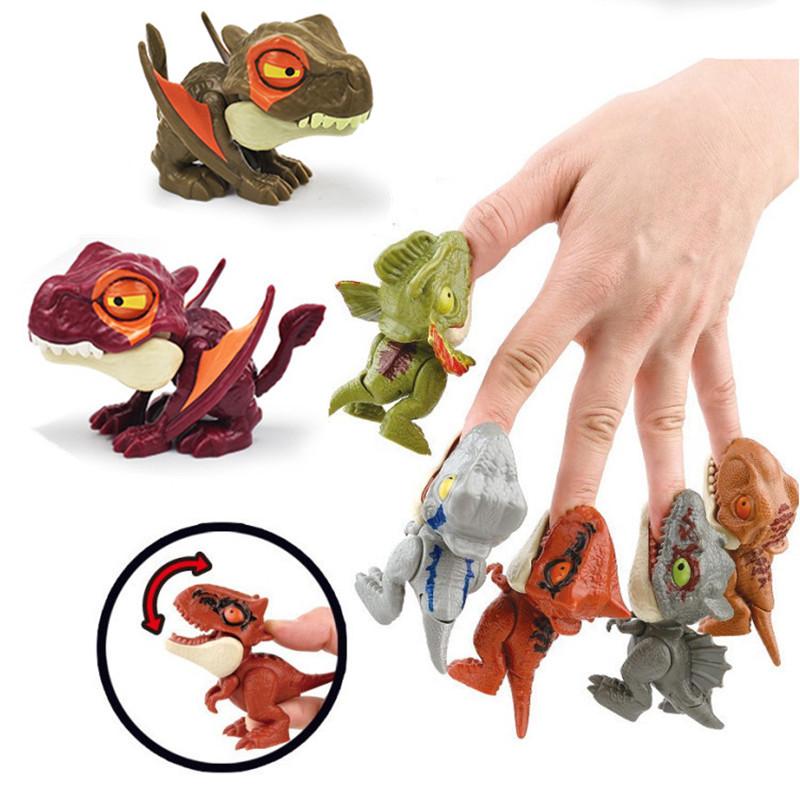 Mini Finger Dinosaur Anime Action Figures Toys Funny Simulation Dino Interactive Biting Hand Creative Tricky Tyrannosaurus Model