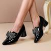 2024Women's Outdoor Heels Fashion Chunky Heel Leisure Shoes Anti-slip Slip-On Breathable Casual Shoes Rhinestone Butterfly Knot