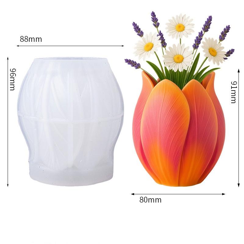 

3D Tulip Flower Vase Silicone Mold,DIY Epoxy Resin Casting Mold for Home Decor & Crafts