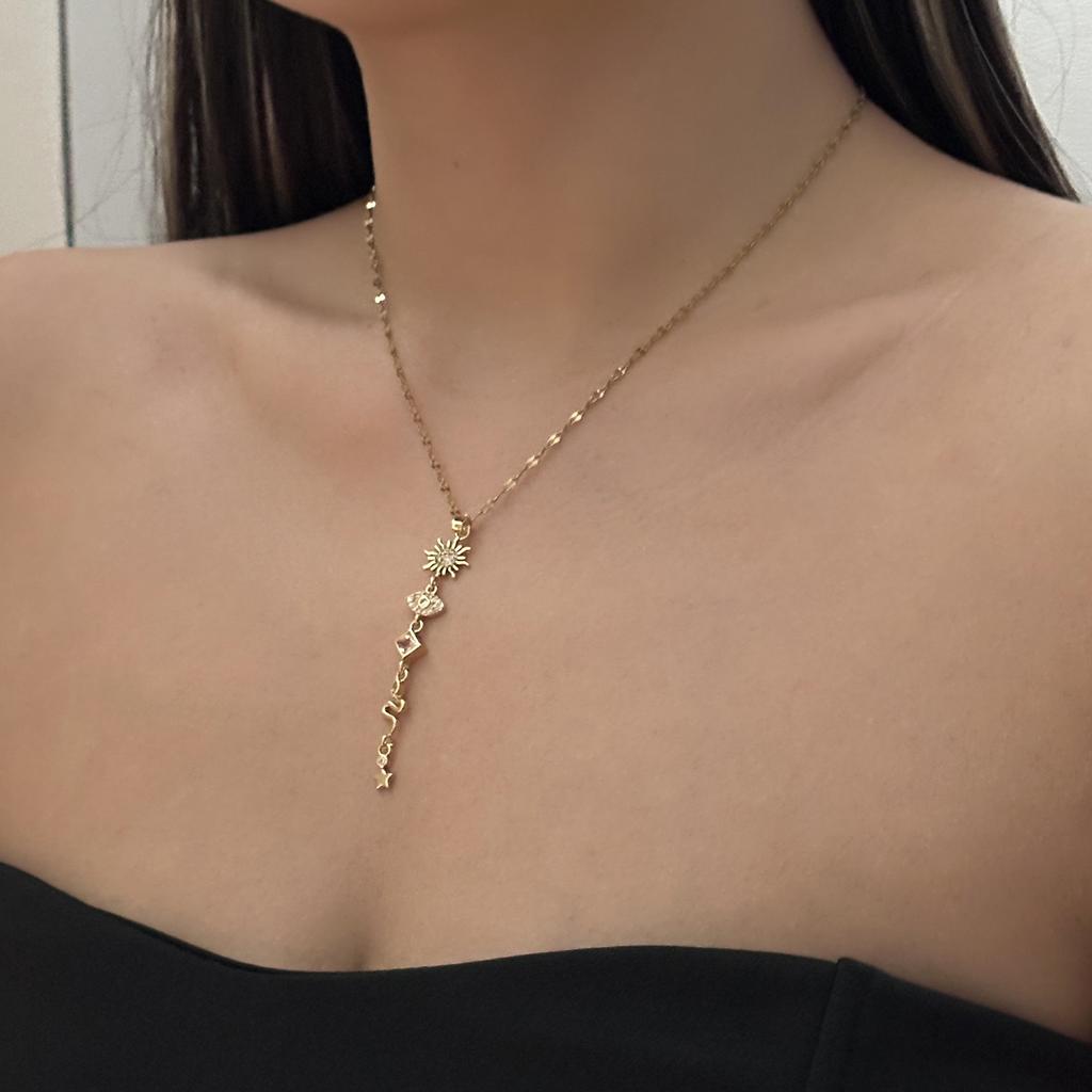 Bohemian Starfish Shell Conch Turtle Pendant Necklace for Women Punk Thick Chain Flower Choker Charm Summer Vacation Jewelry