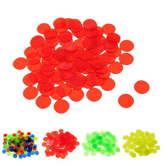 100Pcs 19mm Bingo Chips Transparent Color Counting Math Game Counters Markers