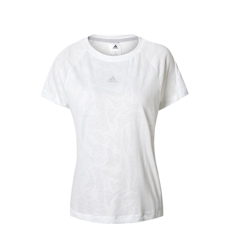 Adidas Round Neck Pullover Breathable Short Sleeve T-Shirt Women Tops White DV2221 M