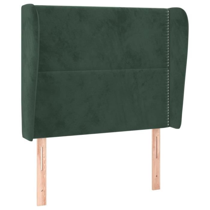 VidaXL Tête de lit avec oreilles Vert foncé 93x23x118-128 cm Velours3117855