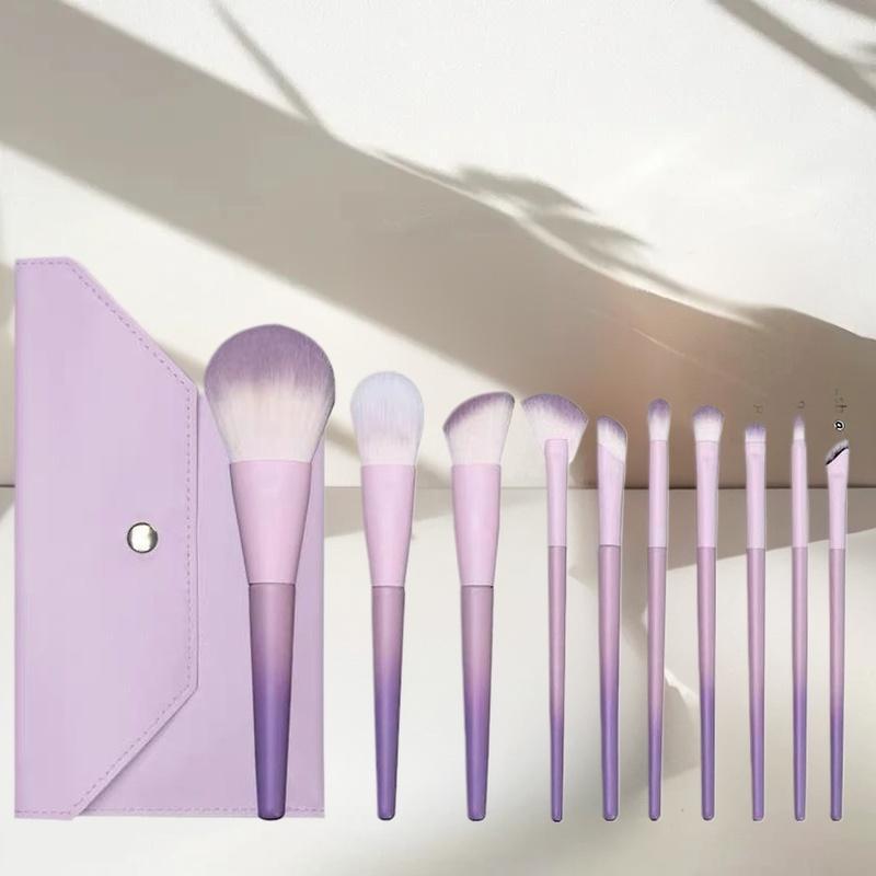 10 Pcs Purple Makeup Brush Set Loose Powder Brush Eye Shadow Brush Full Set Beauty Tools Concealer Brush
