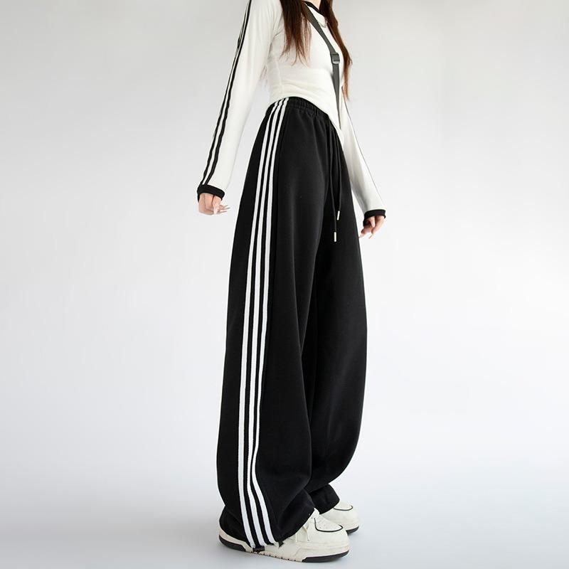 Sweatpants Women's Autumn Side Striped Trendy High Street Sweatpants Loose Straight Drop Casual Pants