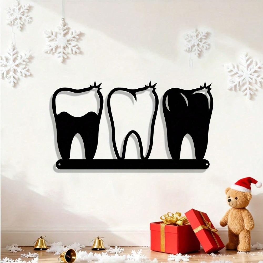 Metal Tooth Wall Art Sculpture Rust Resistant Iron Mural Modern Dental Office Clinic Decor Gift