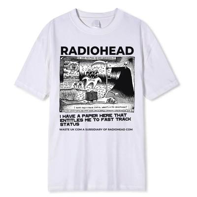 Radiohead T-Shirt Herren Vintage Klassische T-Shirts 100% Baumwolle Herrenbekleidung für Sommer Hip Hop T-Shirt Modetrend T-Shirt