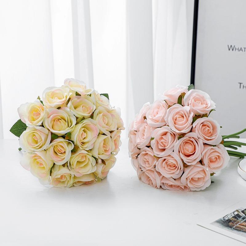 Künstliche Seide 18 Köpfe Rose Blume Party Hause Hochzeit Büro Tisch Dekor DIY