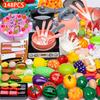 Cooking Toys Pink Kitchen Toy Set Girl Boy Toys Cut Fruit Vegetable Pizza Pretend Play Simulation Early Education Toys For Kids
