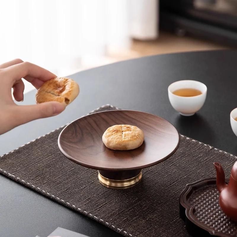 Exquisite Walnut Wooden Tea Tray Dried Fruit Snack Fruit Plate  Dessert Plate Tea Shop Tea Tray Cake Pan Dim Sum Dish Plates