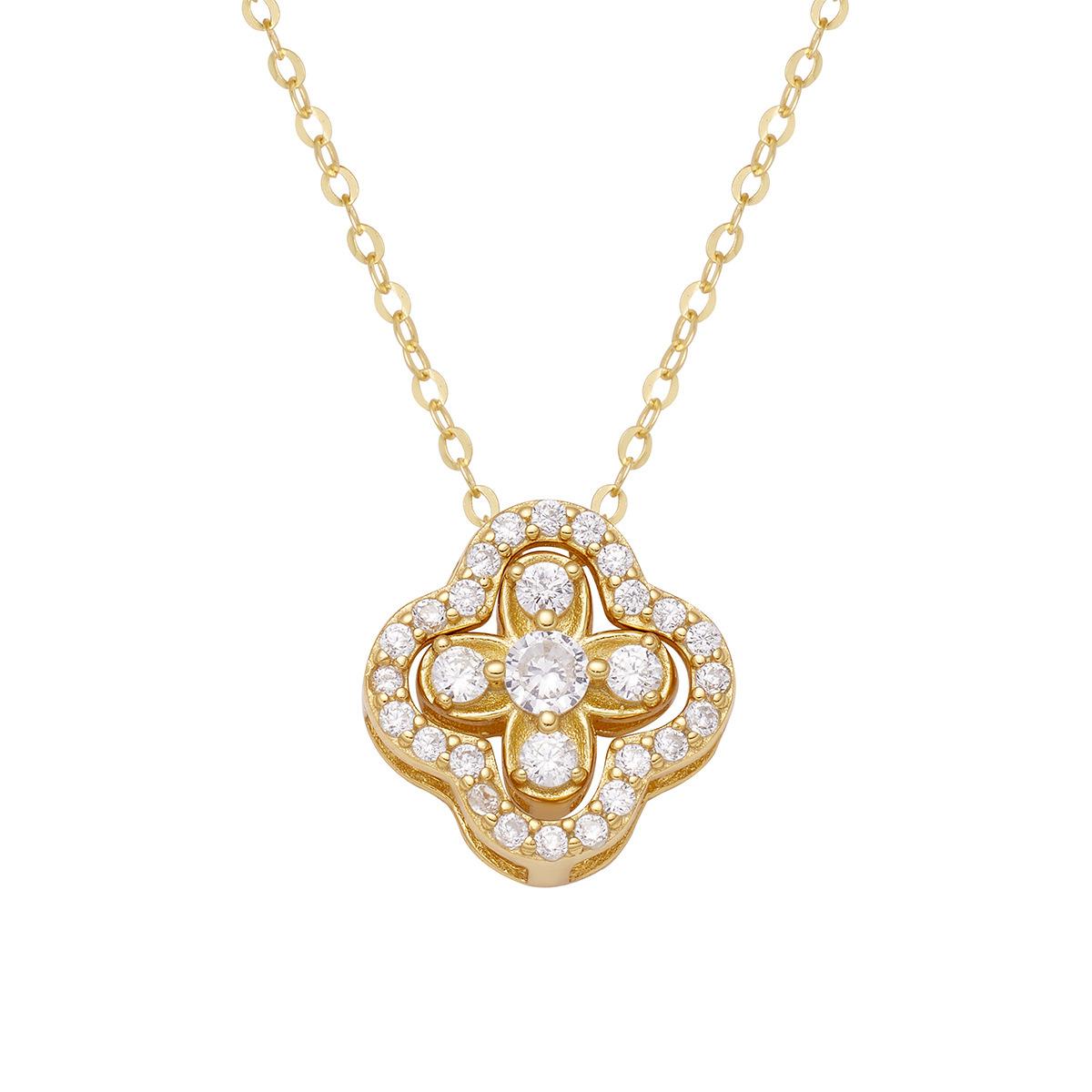 

Серебряное ожерелье S925 пробы с четырехлистным клевером на удачу, женская мода, легкая роскошь, полная циркония, умная подвеска, которую можно носить в двух экземплярах 925 Silver