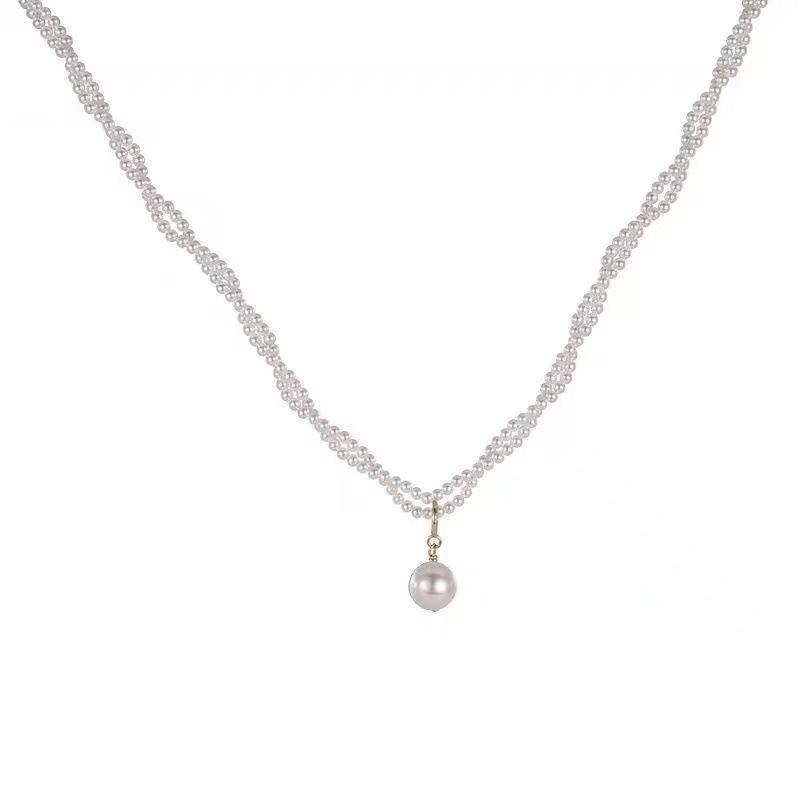 Retro Double-Layer Pearl Necklace - 2024 French-Style Twist Clavicle Chain for Women