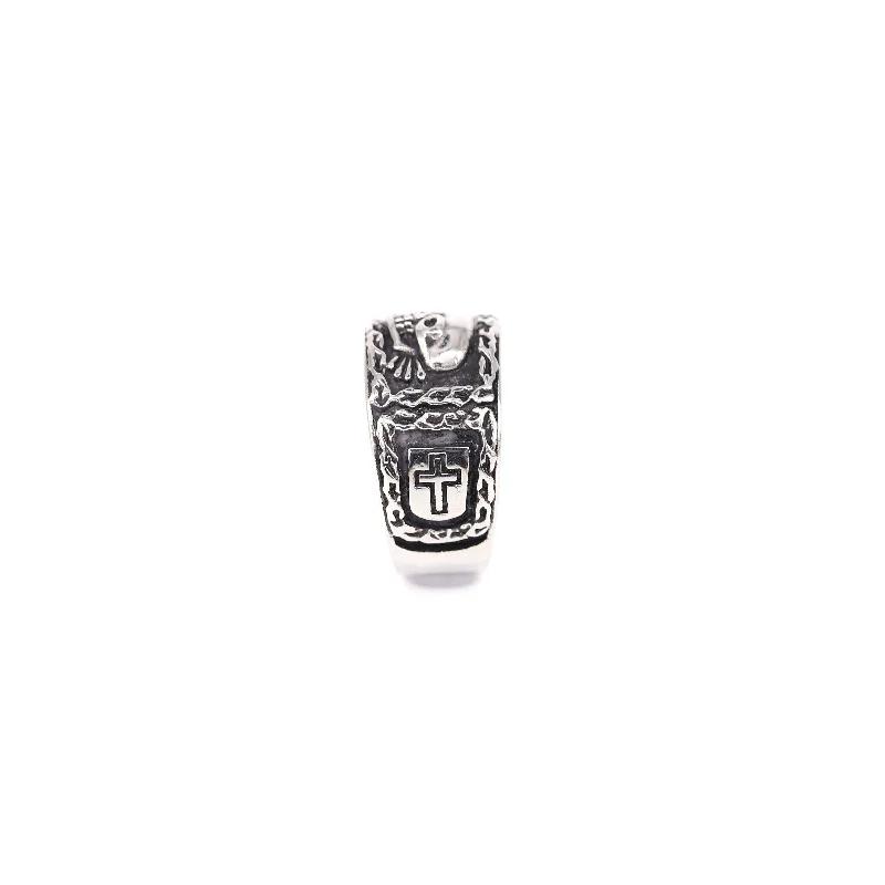 Anillo Sellado Vintage de Acero Inoxidable Calavera Piedra Anillos de Moda Cool Calavera Hip Hop Punk Anillo Cruz Joyería
