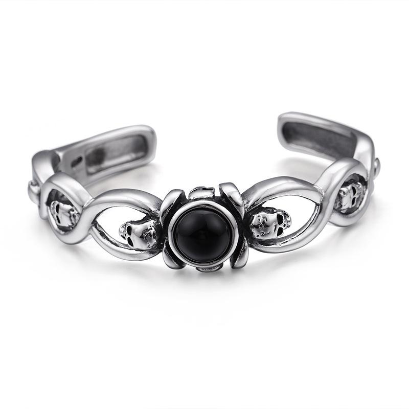 Pulsera Retro Abierta de Acero de Titanio con Calavera para Hombre Accesorios para Hombre