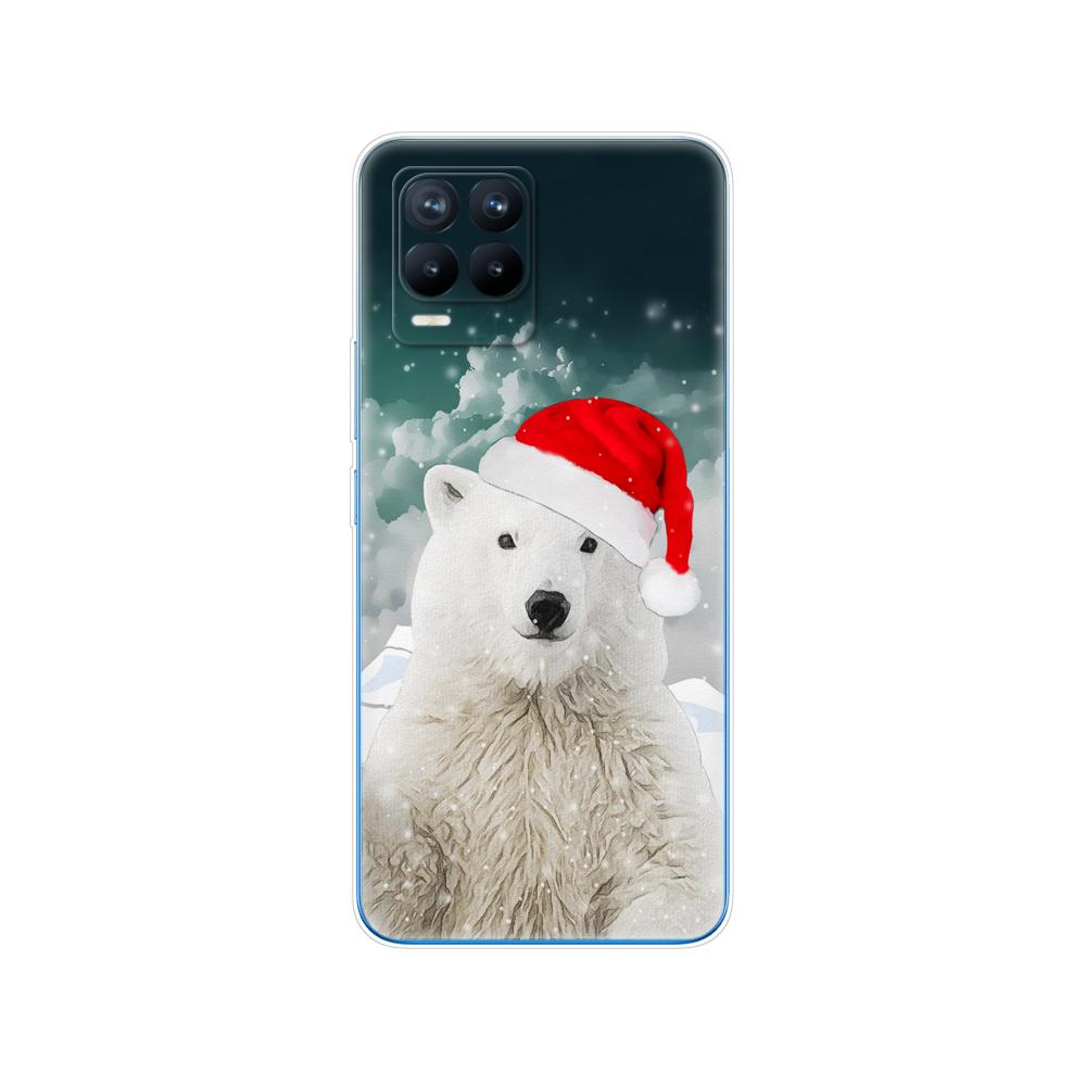 Für Realme 8 Hülle 6,4 Zoll Rückseitige Telefonabdeckung Für Realme 8 Pro OPPO Realme8 4G RMX3085 Stoßstange Winter Weihnachten Schnee Baum Neujahr