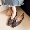 Big Size 35-43Snake Pattern Leather Woman Square Toe Shallow Ballet Flats Wowen Ballerinas Daily Slip On Loafers Mocasines Mujer