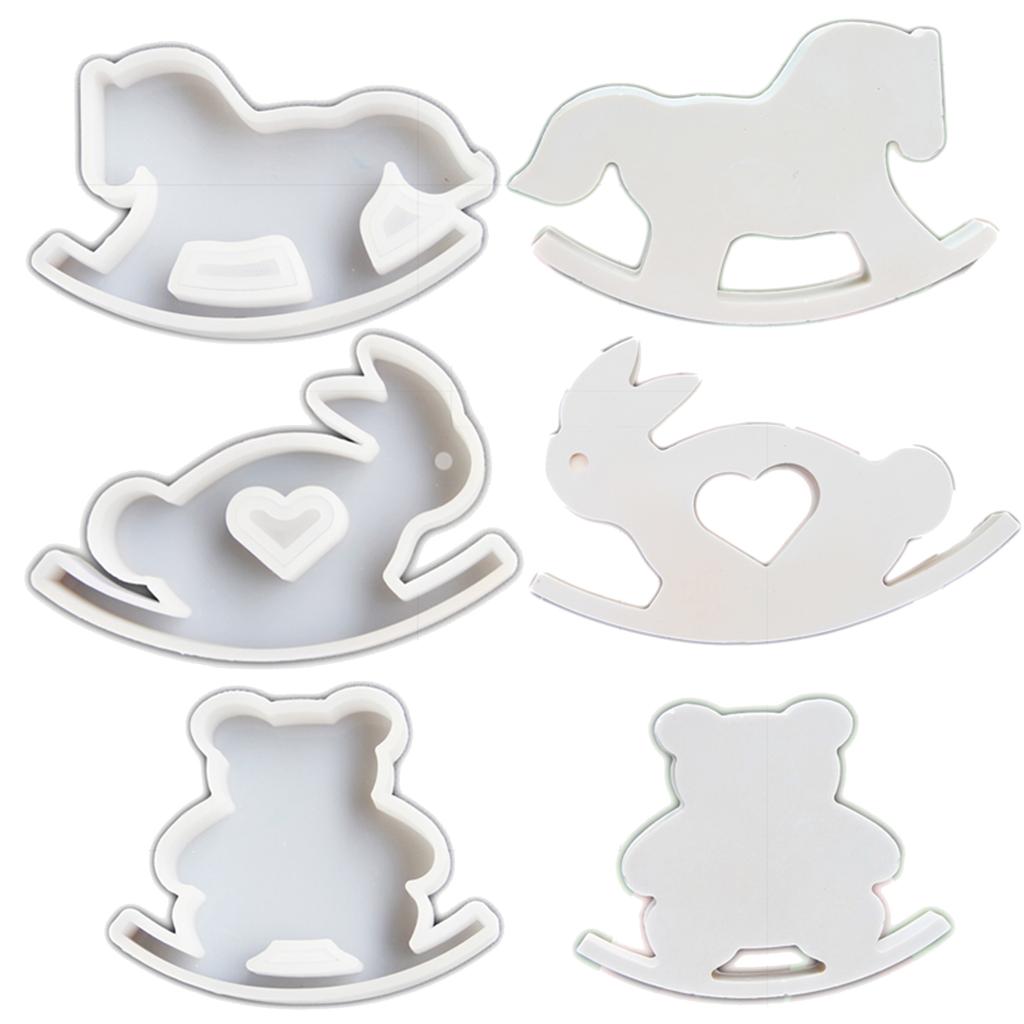 Forma silikonowa koń na biegunach Ornament Formy do gipsów dekoracyjnych Ręcznie robione odlewy zwierząt Formy do dekoracji świątecznych