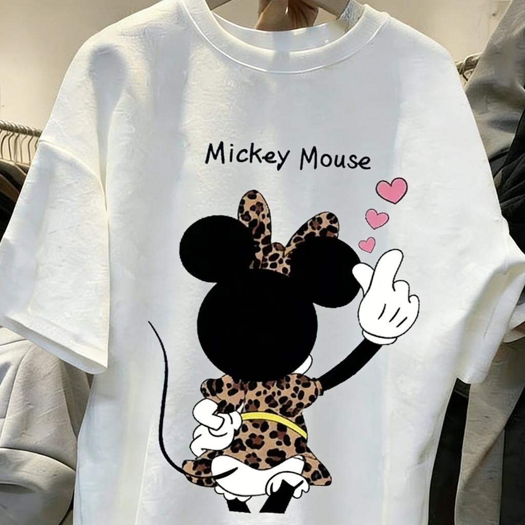 Mickey Minnie Graphic T Shirt Women Man 2026 Summer Vintage Cartoon Print Casual Short Sleeve Tee Streetwear Disney Couple Tops