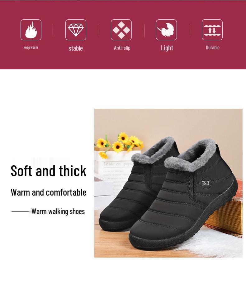 Warme Winter-Schneestiefel: Verdickte Samt-Freizeit-Baumwoll-Gehschuhe für Paare