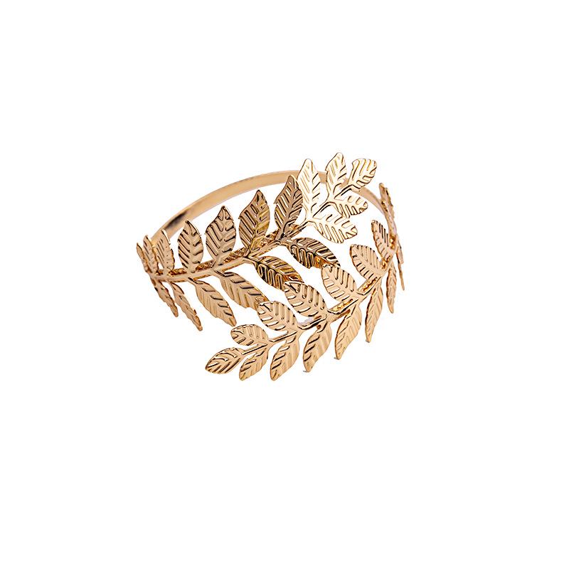 European & American Metal Leaf Armlet: Creative Exaggerated Roman Branch Adjustable Bangle