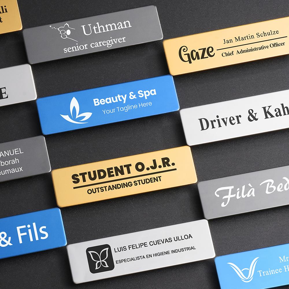 70x20MM Anstecknadeln Pin Personalisiert Kostenlos Anpassbar Gravierter Text Logo Business-Namensschild Stahl Metallanhänger Personalisierte Namensschilder