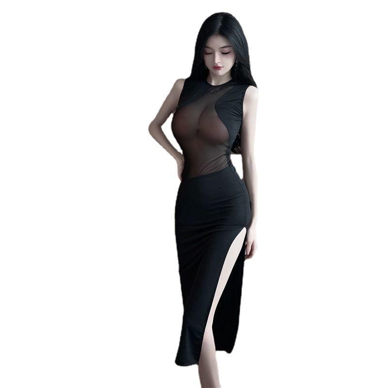 Seductive Women's See-Through Bodycon Dress - Sexy Nightclub Slimming Long Dress