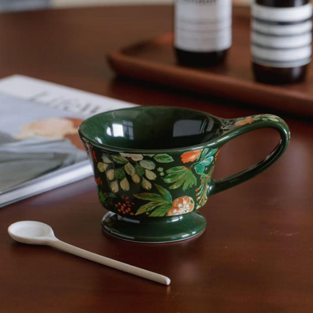 Retro Floral Coffee Cups Mugs Gift Boxes Office Breakfast  Ceramic Afternoon Tea Cups Gift Presents Souvenirs