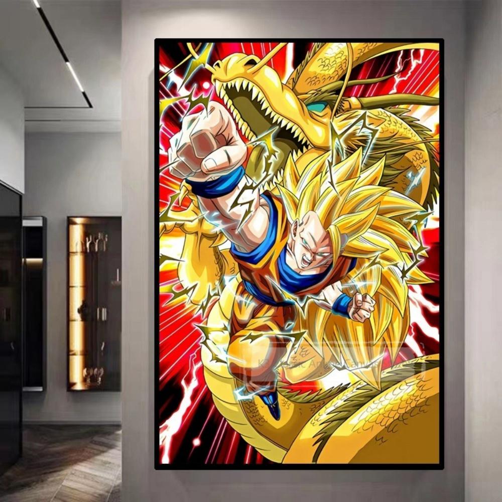 Dragon Ball Starry Night Tapestry Sun Wukong Super Saiyan Anime Hanging with Gokus Kamehameha Ideal for Otaku Bedroom Decor