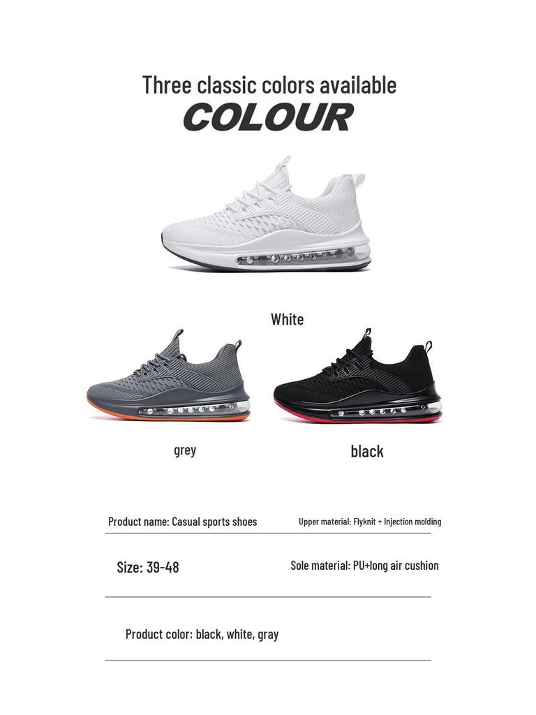 Men's Breathable Coconut Shoes: Large Size, Air Cushion, Shock Absorption, Trendy Running Sneakers.