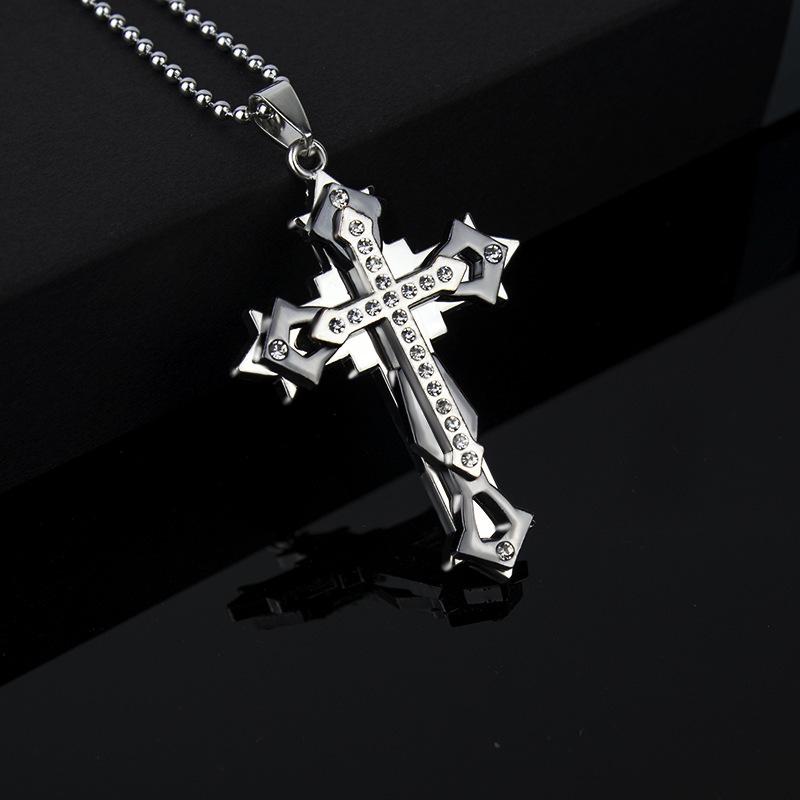 European and American New Punk Style Three-layer Cross Necklace, Women's Personalized Pendant In Multiple Colors