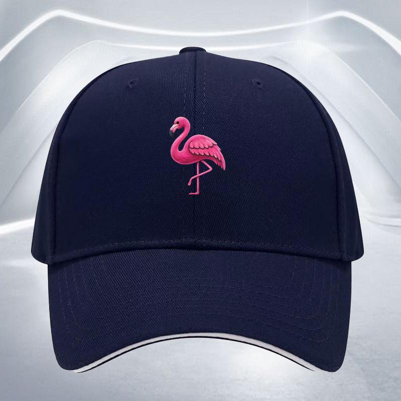 Pink Flamingo Baseball Cap Polyester Adjustable Sandwich Brim Sports Outdoor Hat