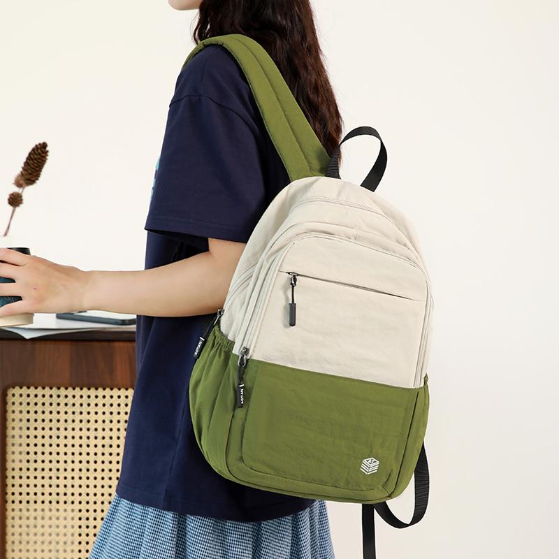 Women's Bag Outdoor Contrast Color Backpack Student Schoolbag Travel Bag