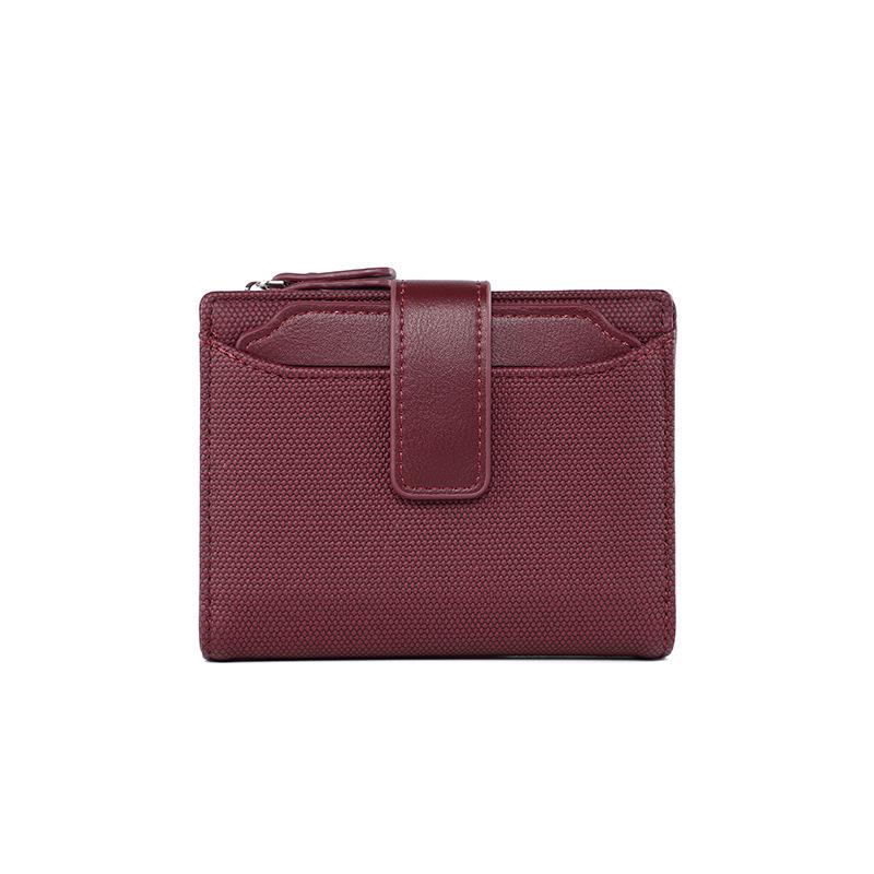 Women's High-End Short Bi-Fold Polyester Wallet with Zipper