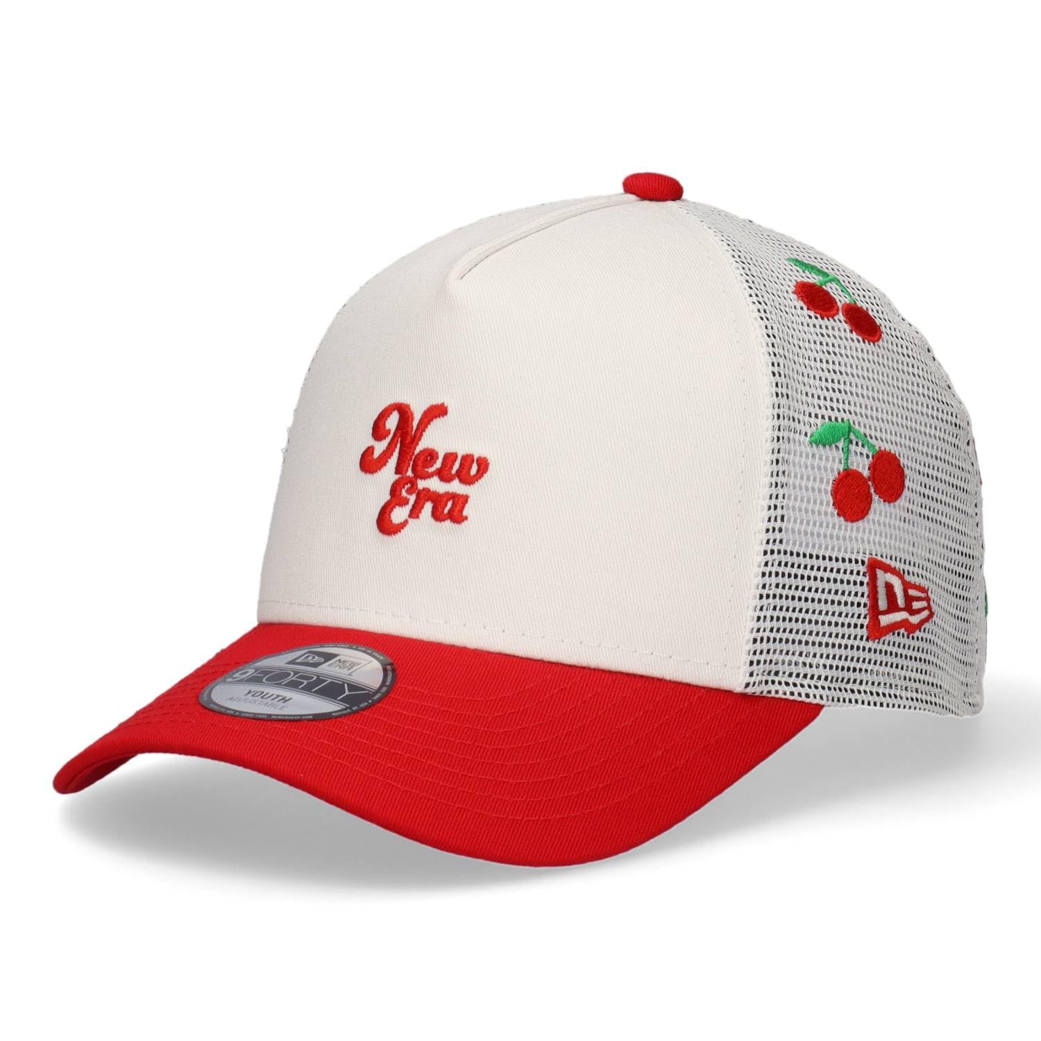 

New Era Молодежная 9FORTY Вышитая сетчатая кепка Детская шляпа с регулировкой размера (JP, Размер номера, 52,0 см, 55,8 см, Красный)