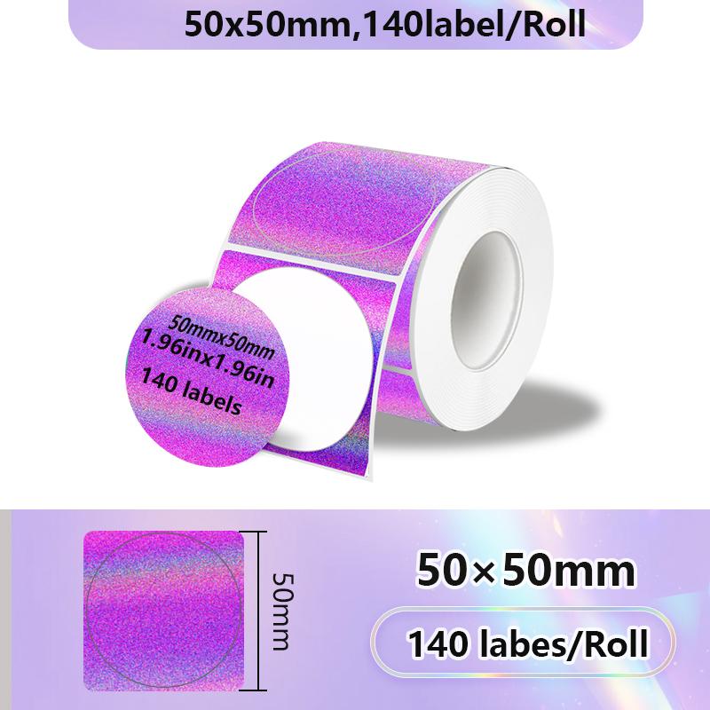 1PK New Holographic Laser Color Transparent Thermal Adhesive Label Roll Suit for Phomemo M110/M200/M120/M220 E210 P50 DETONG P1