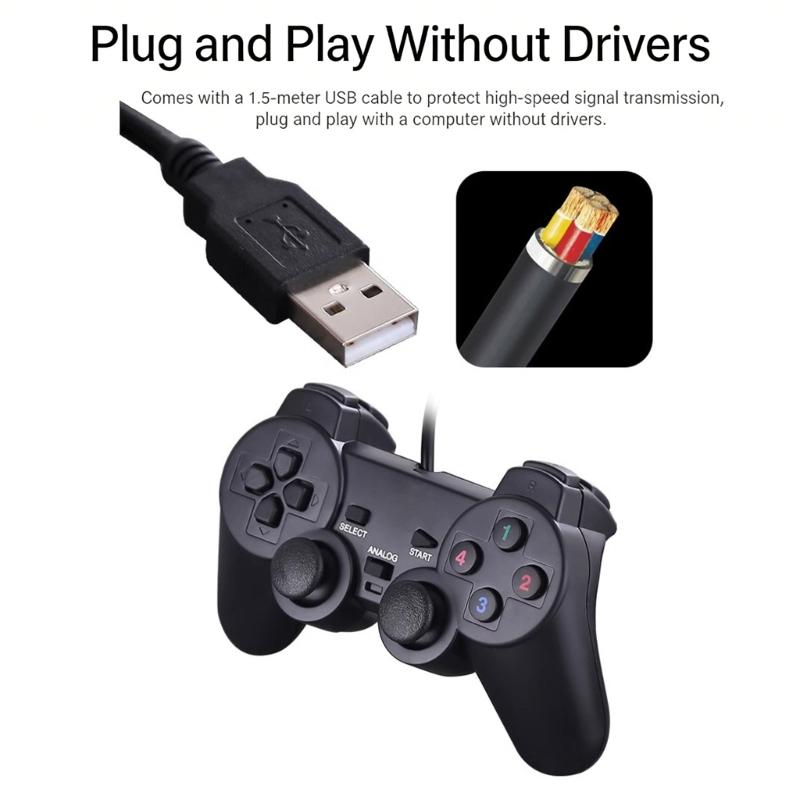 Arcades Style Game Controllers USB Gamepad Corded Joysticks for Computer Simulators Old School Gaming PLaying