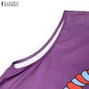 ZANZEA Women Printing Casual Round Neck Sleeveless Summer Dress