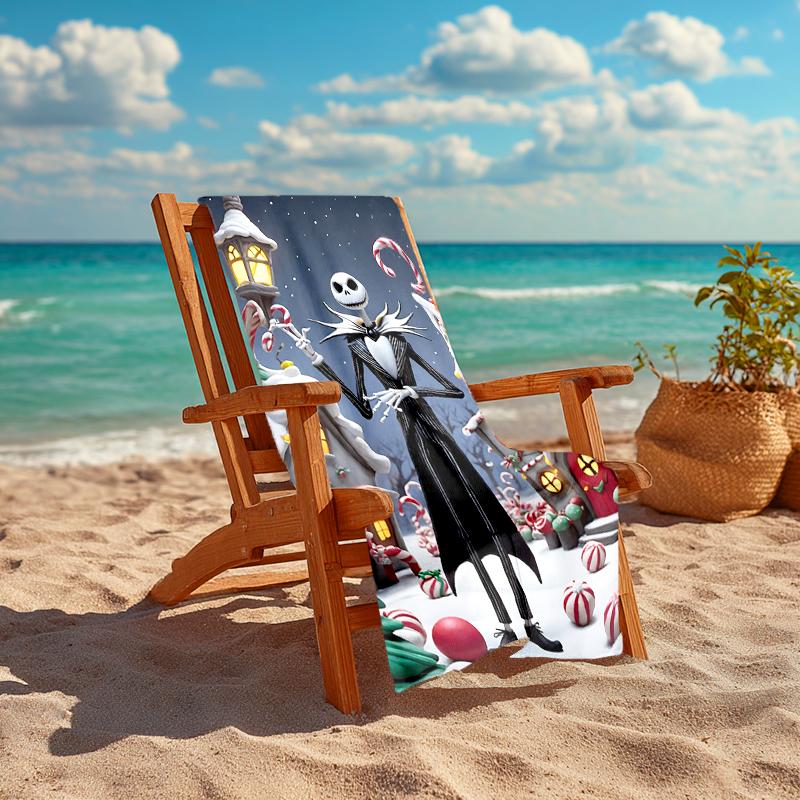 1Pc Nightmare Before Christmas Beach Towel, Quick Dry, Multi-Use for Beach Pool Gym Yoga Home Travel, Christmas, Halloween, Xmas Gift S444