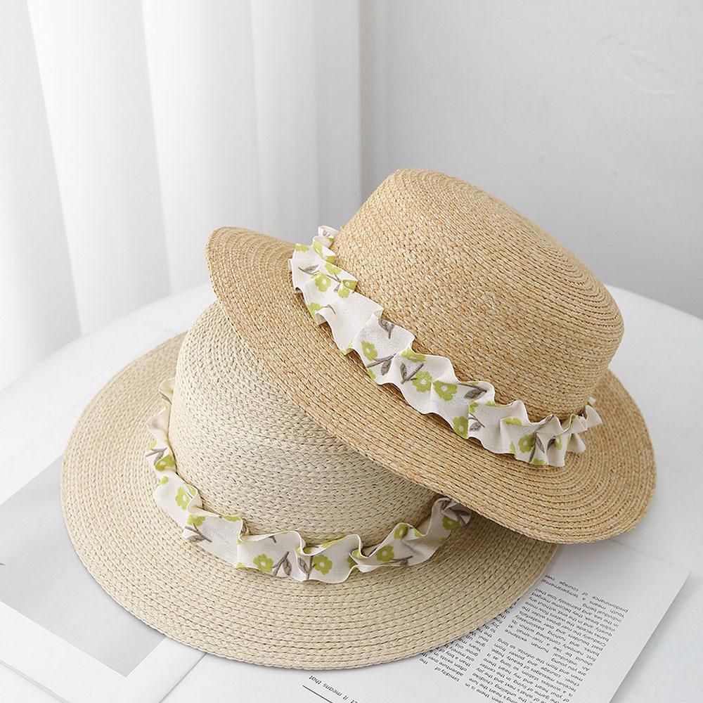 High quality floral webbing straw hat women's summer vacation seaside beach big brim sun protection versatile straw visor