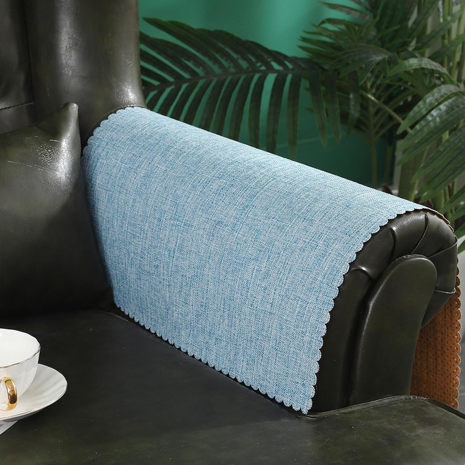 Sofa Arm Cover,Non Slip Couch Arm Cover Washable Recliner Chair Armrest Covers Protectors Set of 2 Wavy Border Armrest Covers for Sofa (18  x24 , 2 Pieces 18  x24