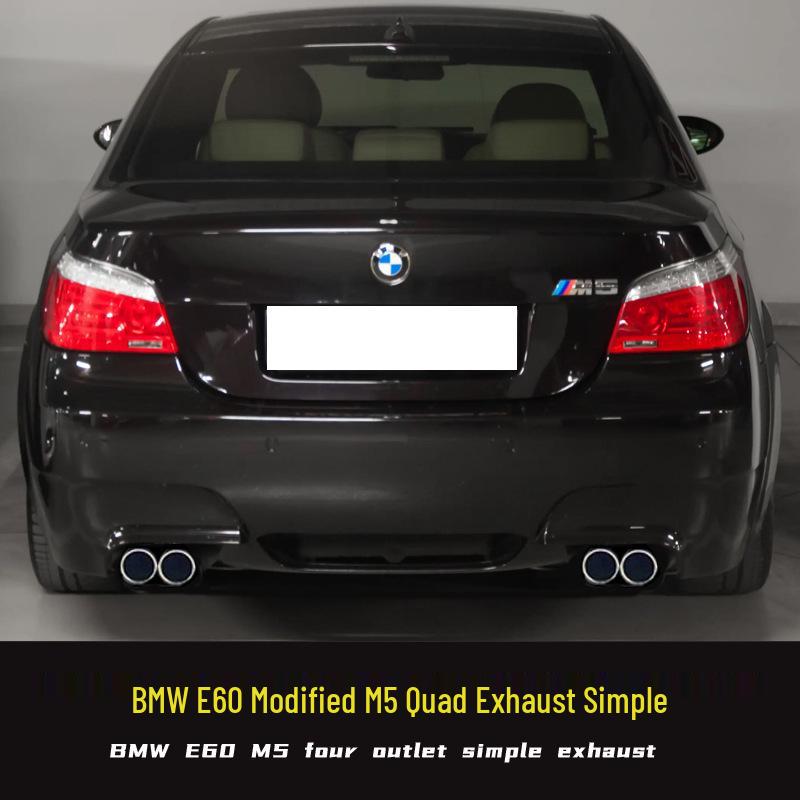 BMW 5 Series E60 520/523 M5 Quad Exhaust, Direct-Fit Stainless Steel & Carbon Fiber Muffler